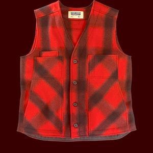 Stormy Kromer 100% Wool Button Vest in Red/Black Plaid main image 0